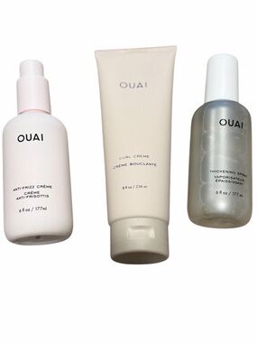 OUAI haircare products Anti-Frizz Crème, Curl Crème, Thickening Spray